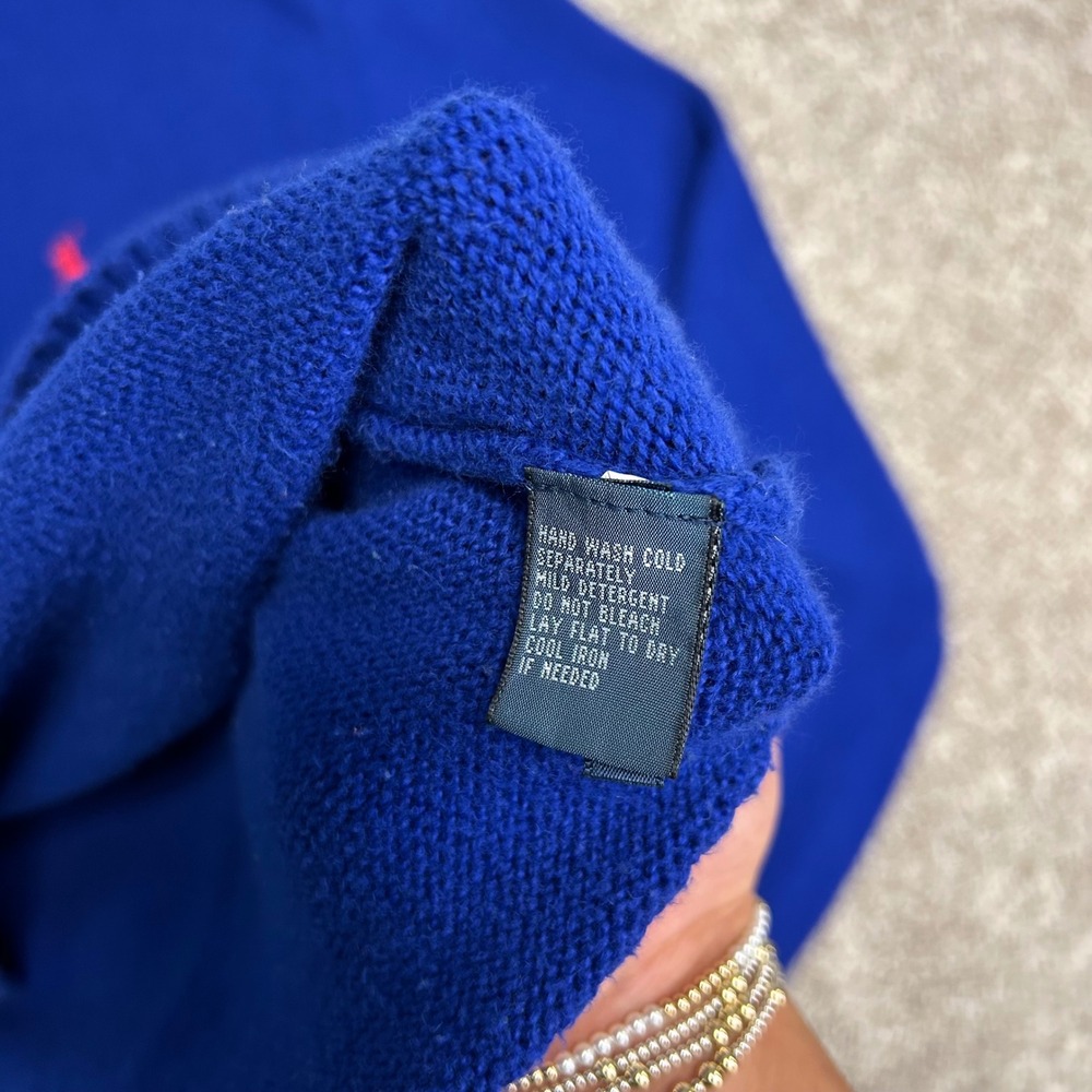 Vintage y2k Polo Ralph Lauren 1/4 Zip Sweater Pullover Men‎ Size Large Blue - Picture 7 of 8